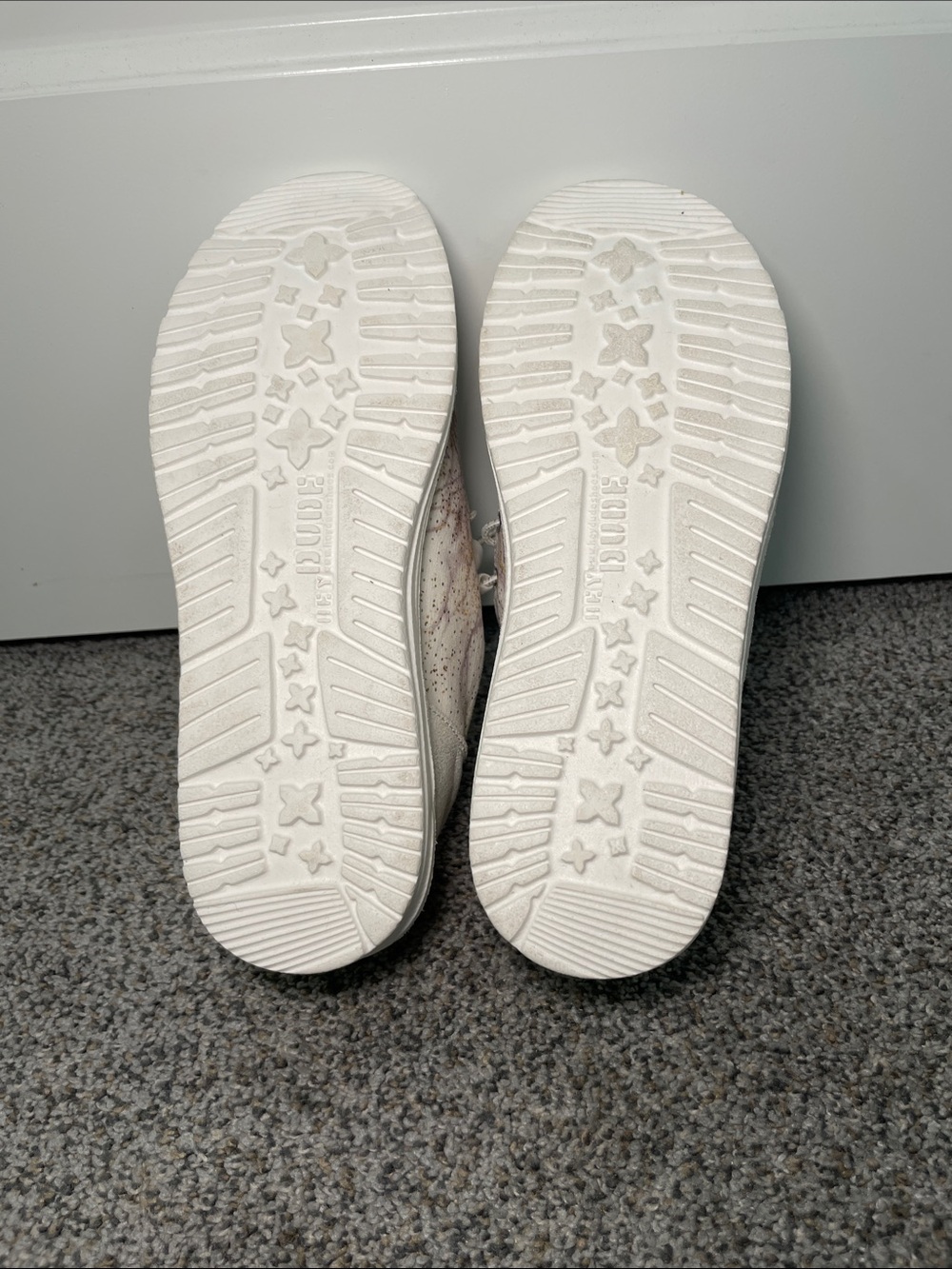 Hey Dude Women's Marble Print Slip-On Flats in White, Gold, and Sliver - Picture 3 of 5